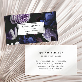Elegant Dark Violet Floral Business Card