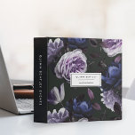 Elegant Dark Violet Floral Personalized 3 Ring Binder<br><div class="desc">Personalize this chic binder with your name and/or business name for an eyecatching custom addition to your office. Design features a pattern of pale lavender purple roses and deep indigo blue peonies on a dark and dramatic background. Customize the solid black spine with additional custom text in modern white lettering....</div>