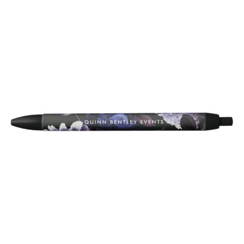 Elegant Dark Violet Floral Personalized Black Ink Pen
