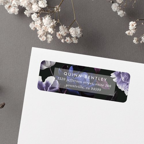 Elegant Dark Violet Floral Return Address Label