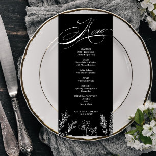 Elegant Dark Wildflower Menu Card