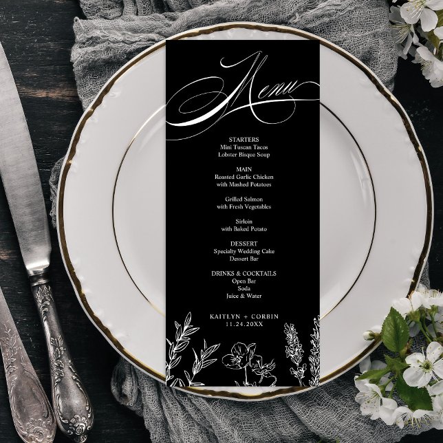 Elegant Dark Wildflower Menu Card (Creator Uploaded)