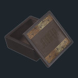 Elegant Dark Wood Grain Gold Frame-Monogram Jewelry Box<br><div class="desc">Elegant dark wood grain with ornate vintage frame in gold tones. Fully customizable text/monogram</div>