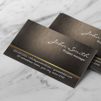 Elegant Dark Wooden Texture Business Card by cardfactory at Zazzle