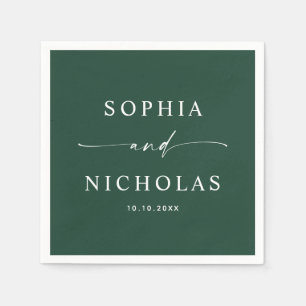 Elegant Dark Woodland Green Wedding. Forest Script Napkins