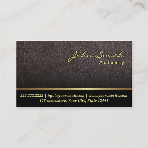 Customizable Darker Leather Texture Actuary Business Card