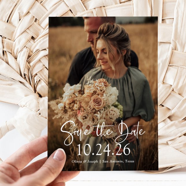 Elegant Date | Two Photo and QR Code Wedding Save The Date (Creator Uploaded)