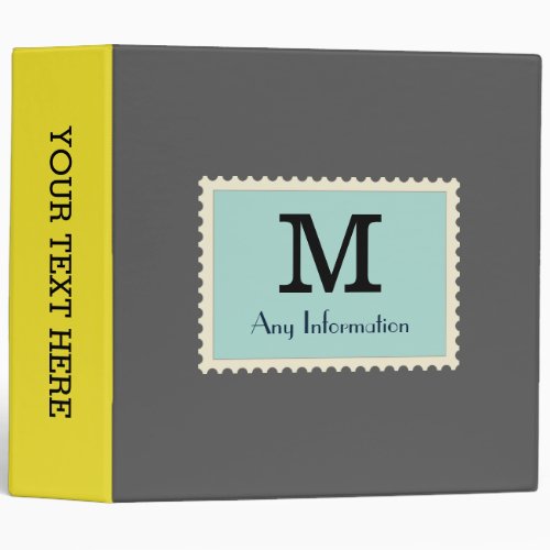 Elegant Davy Grey Color Monogram 3 Ring Binder