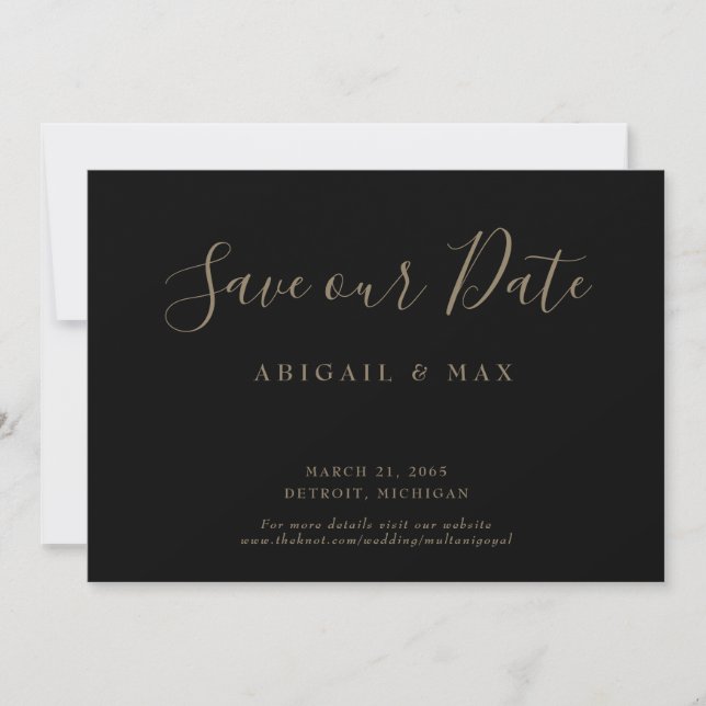 Elegant Day Black Gold Text Glam Save Our Date Save The Date (Front)