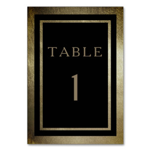 Elegant Day Gold & Black Vertical Wedding Table Number
