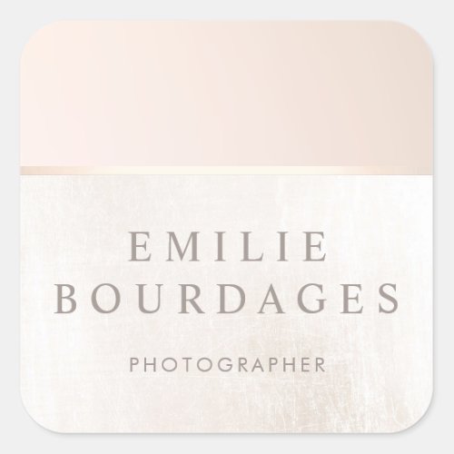 Elegant Day Spa and Salon Blush Pink White Marble Square Sticker