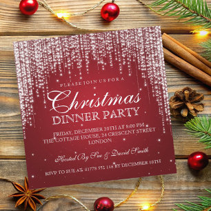 Elegant Dazzle Christmas Holiday Party Red Invitation
