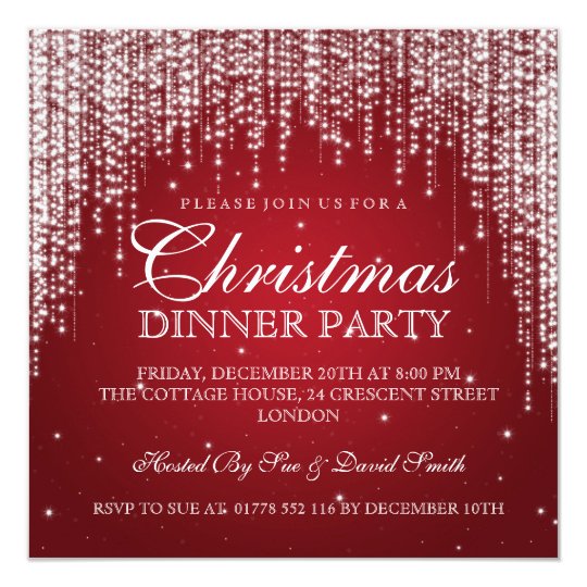 elegant dazzle christmas holiday party red invitation winter wonderland invites