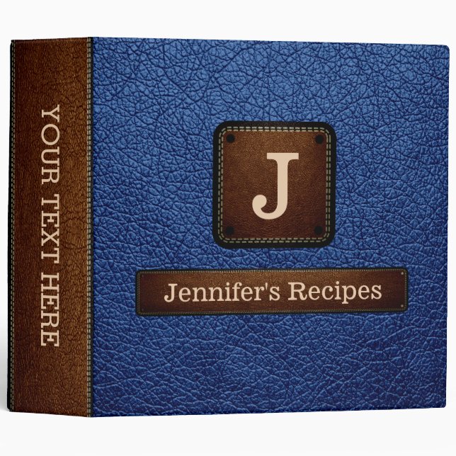 Elegant Dazzled blue Leather Look 3 Ring Binder (Front/Spine)