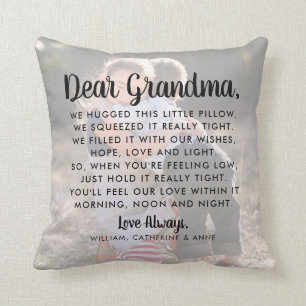 Elegant Dear Grandma Message Photo Mother's Day Throw Pillow