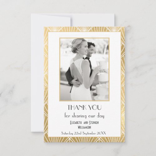 Elegant Deco 1920s  Photo Wedding Thankyou Thank You Card