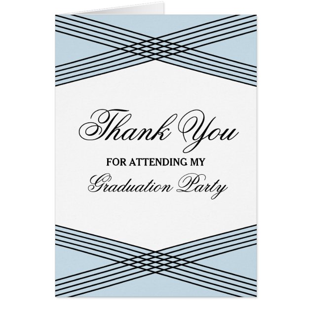 Elegant Deco Blue Graduation Thank You Card