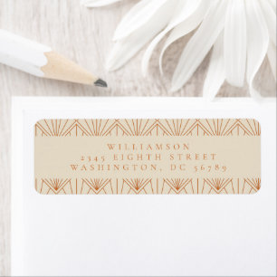 Elegant Deco Burnt Orange Wedding Return Address Label