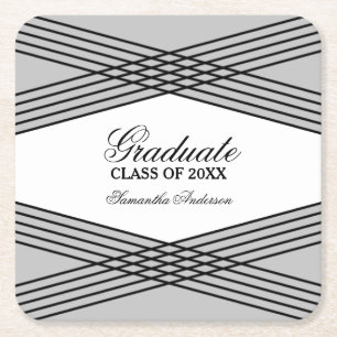 Elegant Deco Gray Graduation Coasters