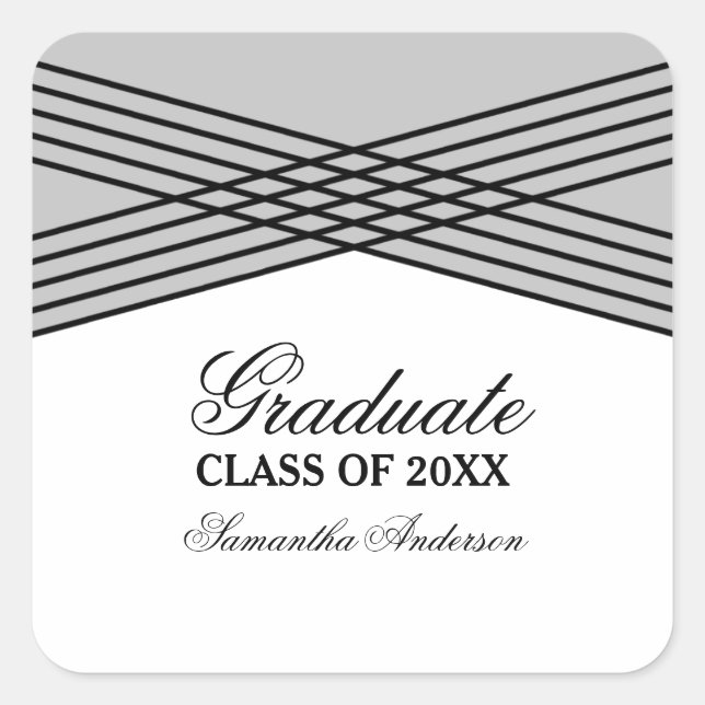 Elegant Deco Gray Graduation Stickers (Front)