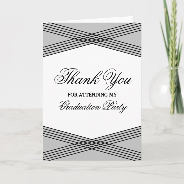 Elegant Deco Gray Graduation Thank You (Front)