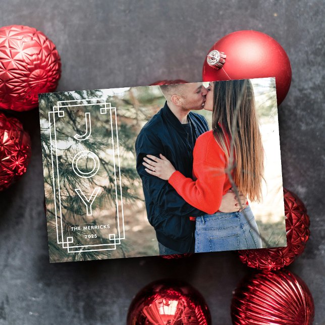 Elegant Deco Joy Frame Full Photo Holiday Card (Creator Uploaded)