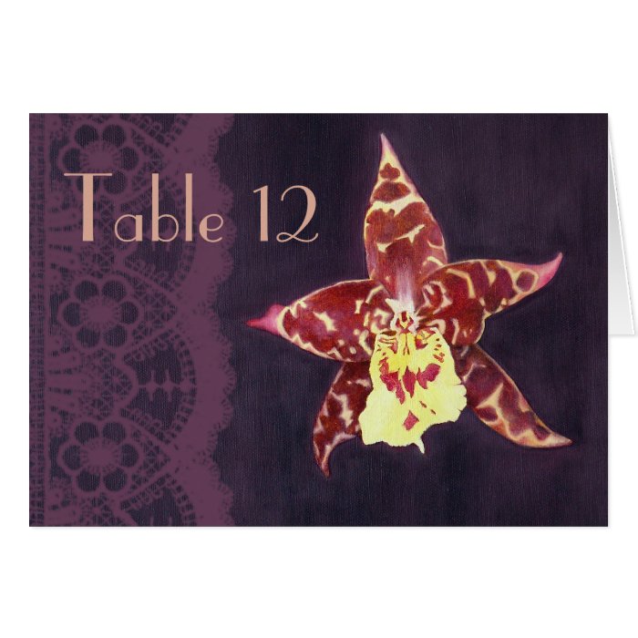 Elegant deco orchid table number and menu cards