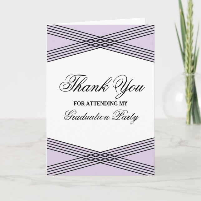 Elegant Deco Purple Graduation Thank You (Front)
