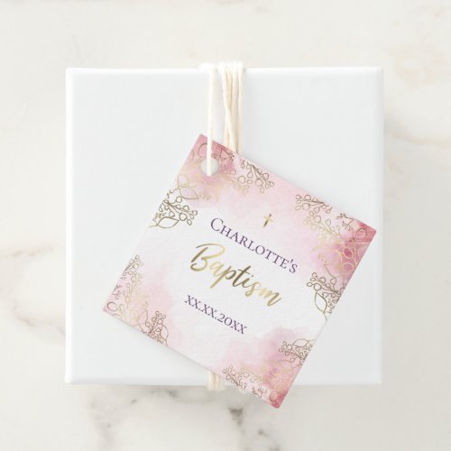 elegant decor baby girl Baptism Favor Tags