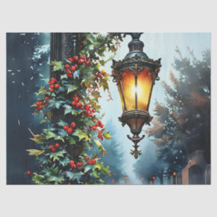 Elegant Decorated Christmas Street Light Decoupage Tissue Paper