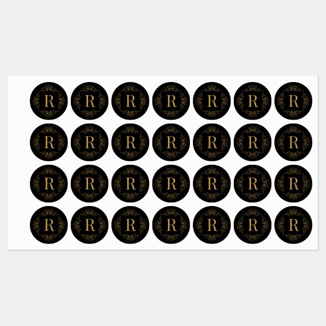 Elegant Decorated Golden SF Monogrammed Kids' Labels (Sheet)