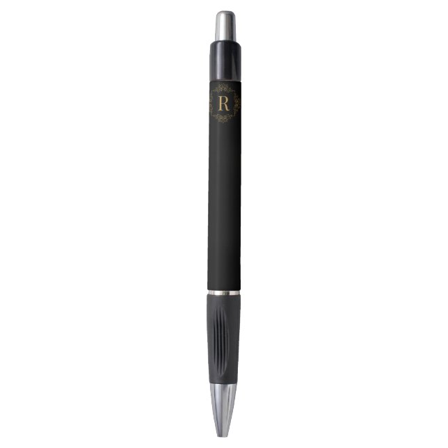 Elegant Decorated Golden SF Monogrammed Pen (Front Vertical)