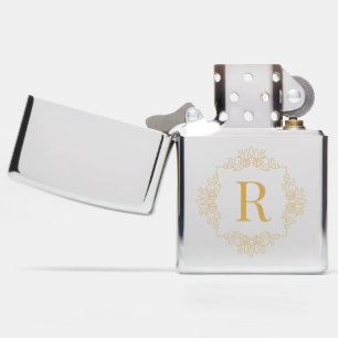 Elegant Decorated Golden SF Monogrammed Zippo Lighter