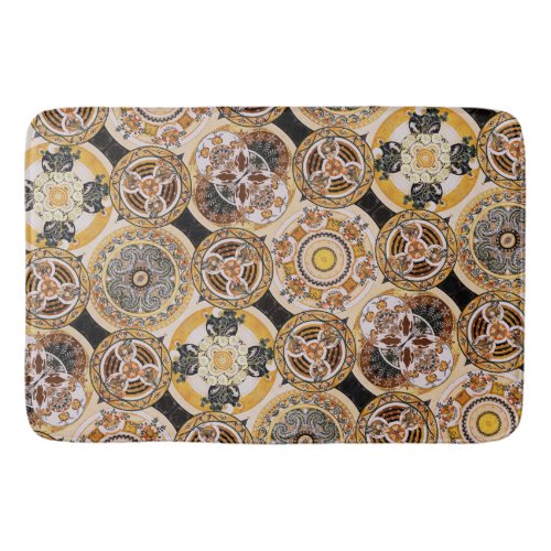 Elegant Decorative Art Nouveau Gold Brown Pattern Bath Mat