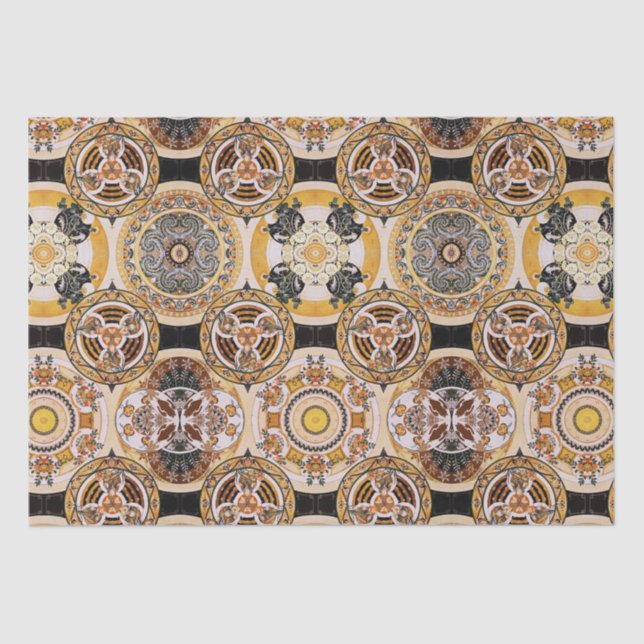 Elegant Decorative Art Nouveau Gold Brown Pattern Tissue Paper (Front)