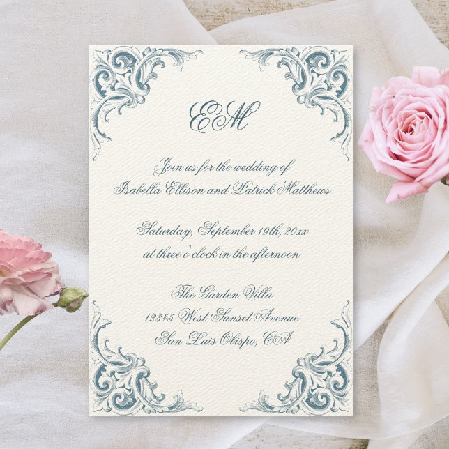 Elegant Decorative Baroque Calligraphy Wedding Invitation (Creator Uploaded)