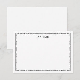 Elegant Decorative Border Personalized Flat Note Card
