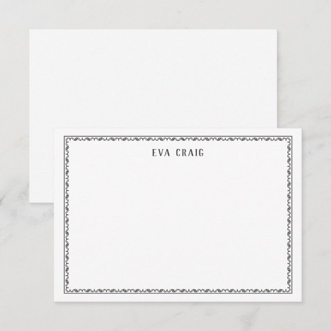  Elegant Decorative Border Personalized Flat Note Card (Front/Back)