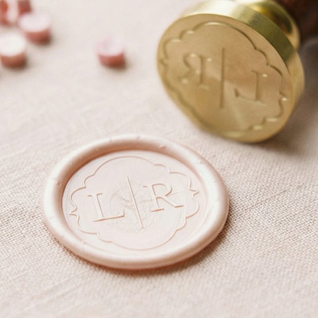Elegant Decorative Border Two Letter Monogram Wax Seal Stamp (Elegant Decorative Border Two Letter Monogram Wax Seal Stamp)