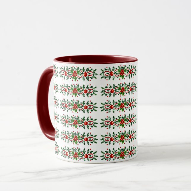 Elegant decorative botanical Christmas Mug (Front Left)