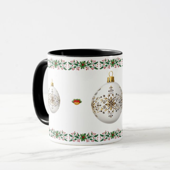 Elegant decorative botanical holiday Christmas  Mug (Front Left)