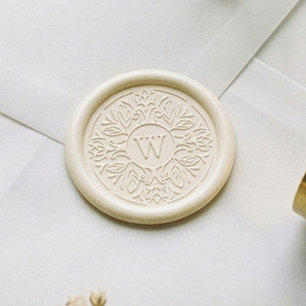 Elegant Decorative Circular Crest & Monogram Wax Seal Stamp