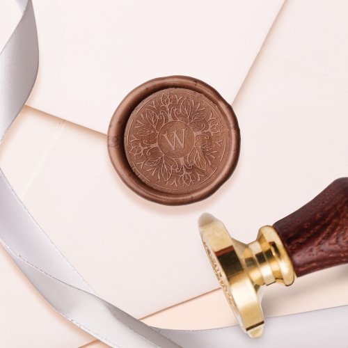 Elegant Decorative Circular Crest  Monogram Wax Seal Stamp