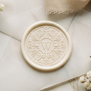 Elegant Decorative Circular Crest & Monogram Wax Seal Sticker