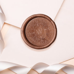 Elegant Decorative Circular Crest & Monogram Wax Seal Sticker
