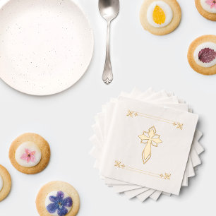 Elegant Decorative Cross No Text Religious Events Foil Napkins
