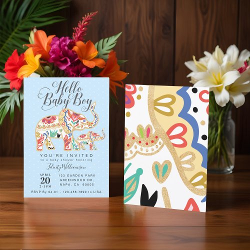 Elegant Decorative Elephant Baby Shower Invitation