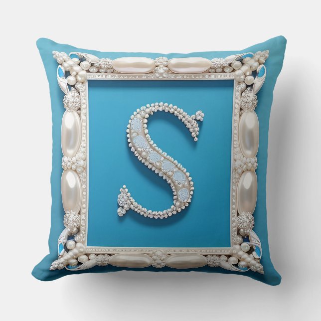 Elegant Decorative Frame letter S Throw Pillow (Front)