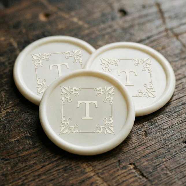 Elegant Decorative Frame & Monogram Embosser Wax Seal Sticker (Elegant Decorative Frame & Monogram Embosser Wax Seal Sticker)