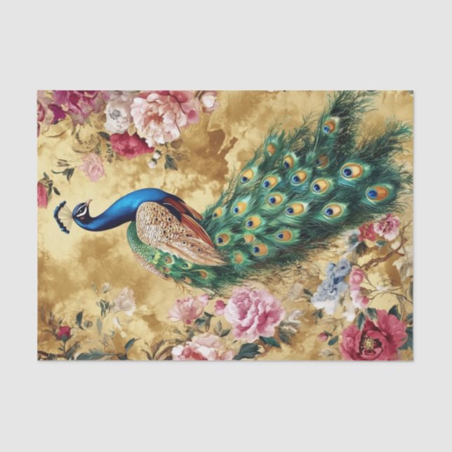 Elegant Decorative Gift Wrap Tissue Paper Peacock (Front)